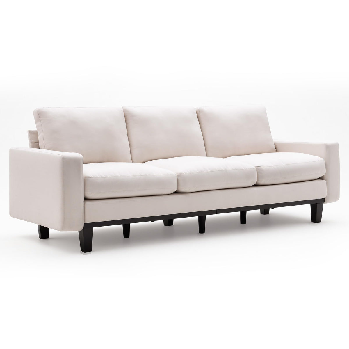 Rigid Modern 3-Seater Deep Seat Sofa Linen White