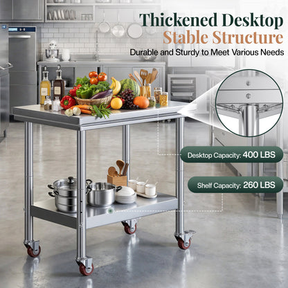 Stainless Steel Prep Table Amerlife 24x36inch / Chamfered Corner Style