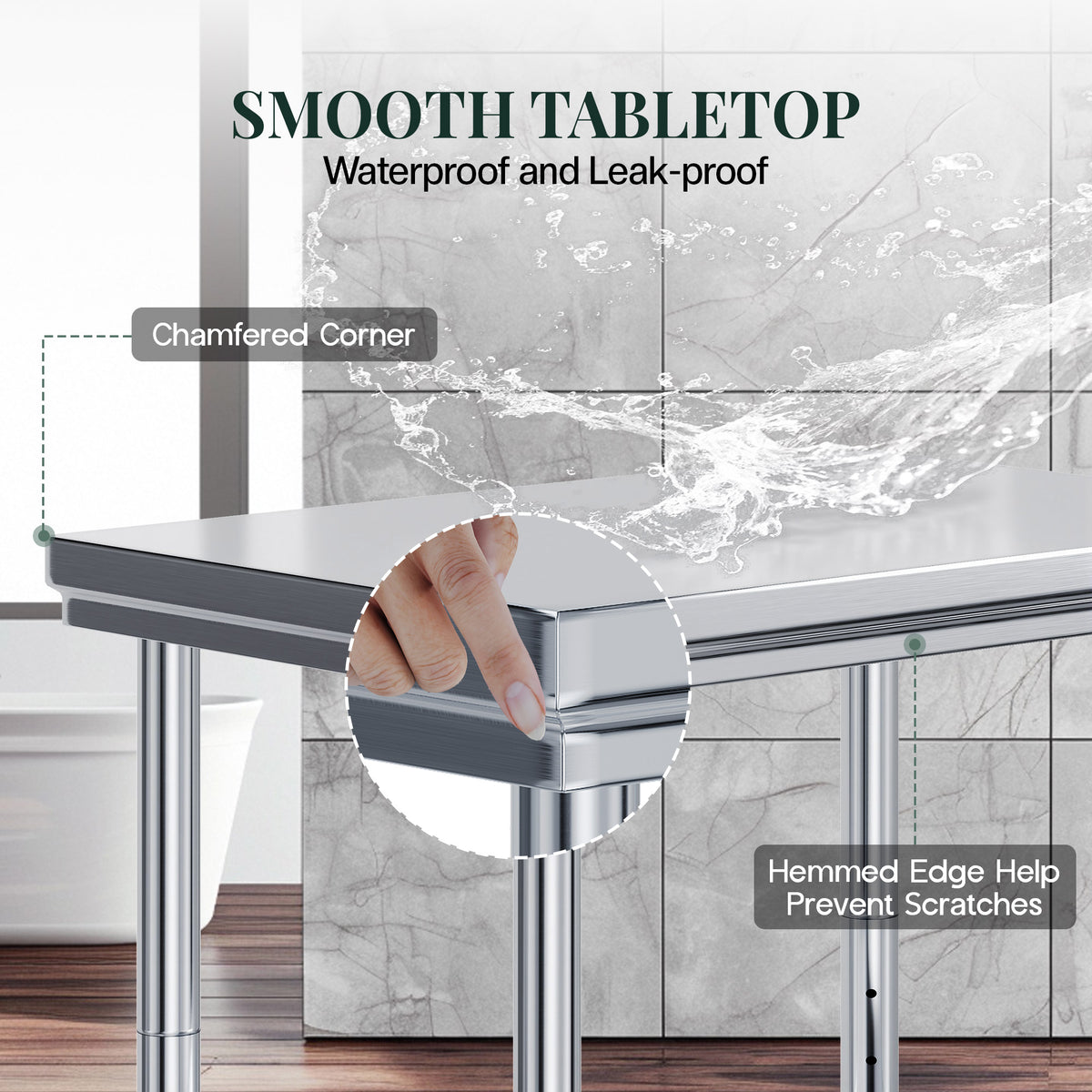 Stainless Steel Prep Table Amerlife 24x36inch / Chamfered Corner Style