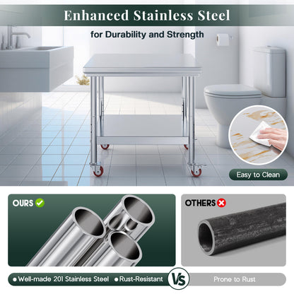 Stainless Steel Prep Table Amerlife 24x36inch / Chamfered Corner Style