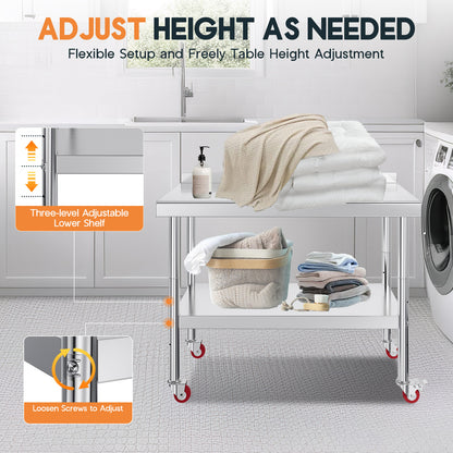 Stainless Steel Prep Table Amerlife 24x48inch / Rear Panel Style