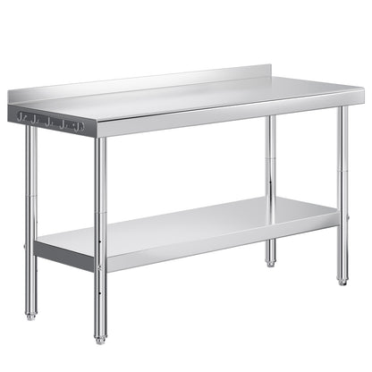 Stainless Steel Prep Table Amerlife 24x60inch / Rear Panel Style