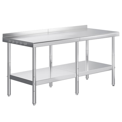 Stainless Steel Prep Table Amerlife 30x72inch / Rear Panel Style