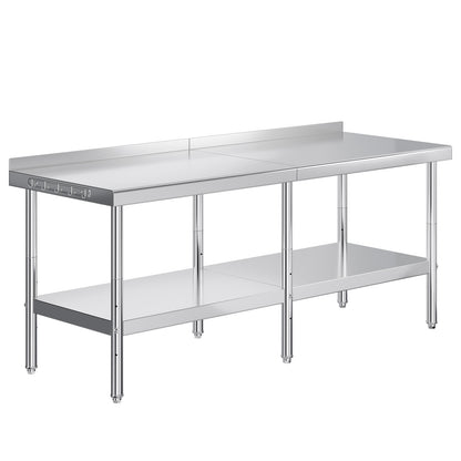 Stainless Steel Prep Table Amerlife 30x82inch / Rear Panel Style