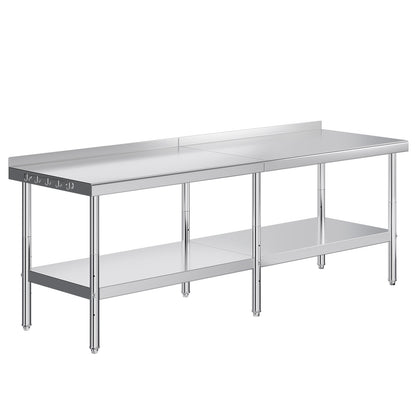 Stainless Steel Prep Table Amerlife 30x96inch / Rear Panel Style