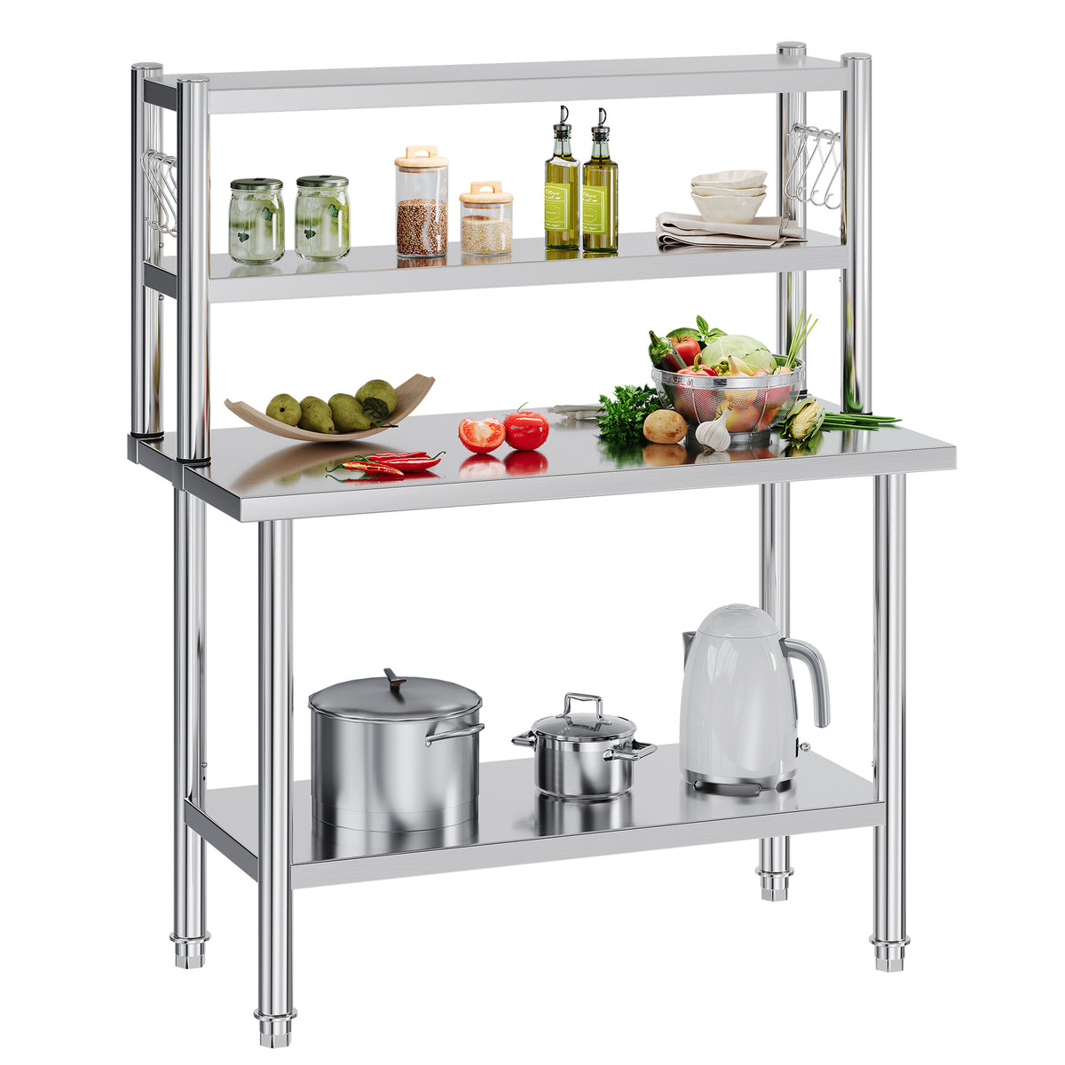 Stainless Steel Work Table with Overshelves Amerlife 24x48inch