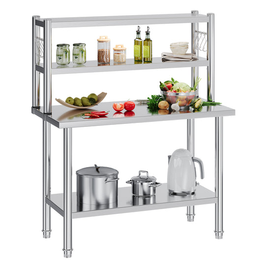 Stainless Steel Work Table with Overshelves Amerlife 24x48inch