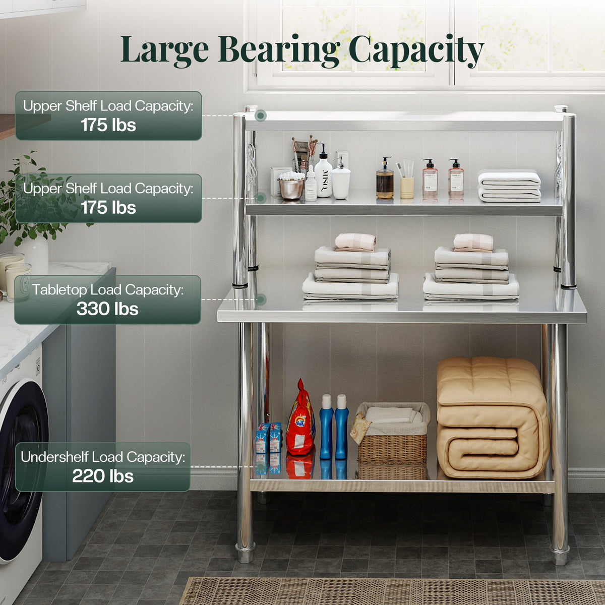 Stainless Steel Work Table with Overshelves Amerlife 24x48inch