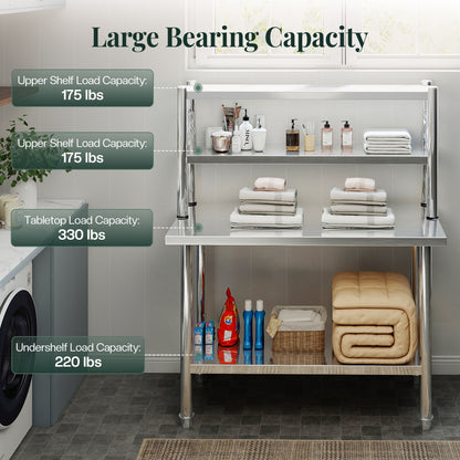 Stainless Steel Work Table with Overshelves Amerlife 24x48inch