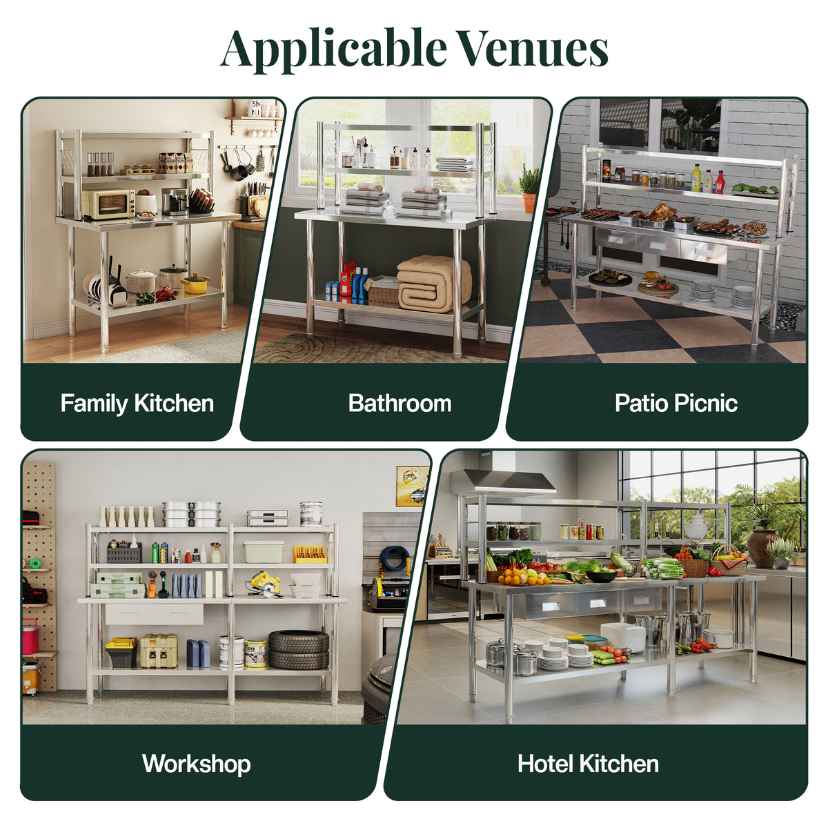 Stainless Steel Work Table with Overshelves Amerlife 