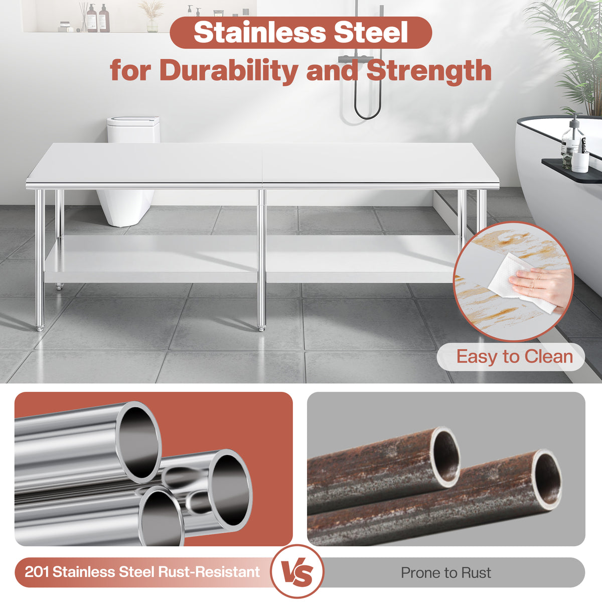 Stainless Steel Prep Table Amerlife 30x108inch