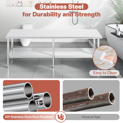 Stainless Steel Prep Table Amerlife 30x108inch