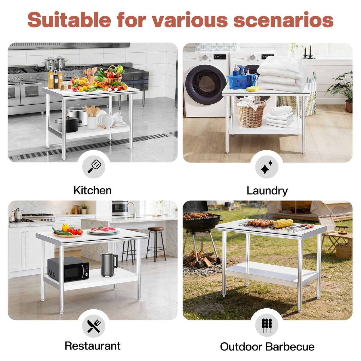 Stainless Steel Prep Table Amerlife 