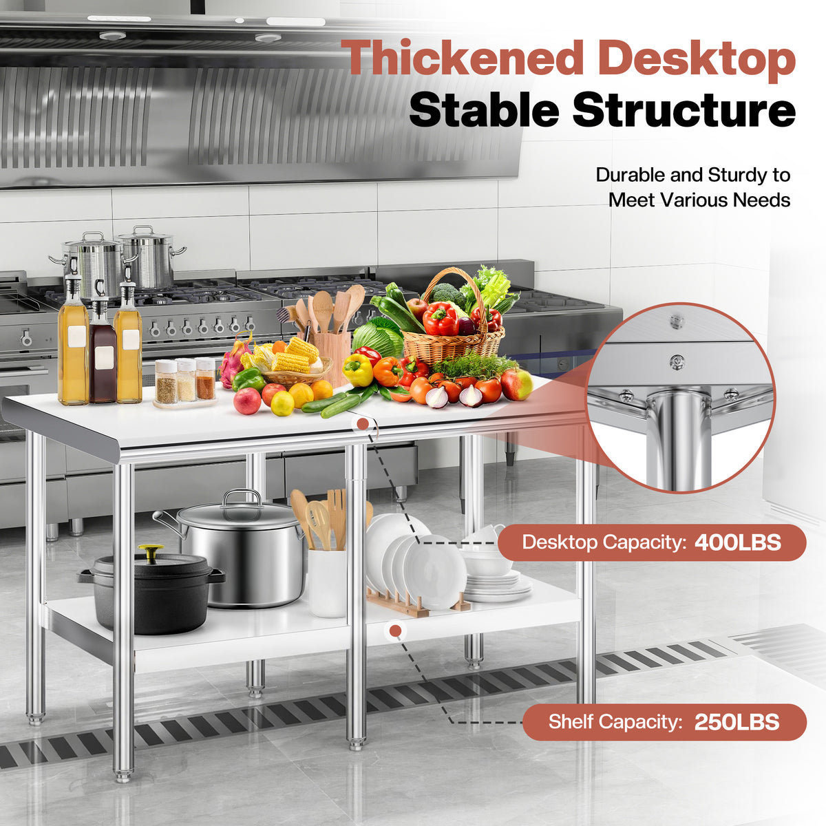 Stainless Steel Prep Table Amerlife 30x60inch