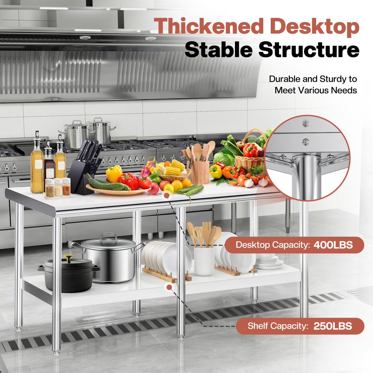 Stainless Steel Prep Table Amerlife 30x72inch