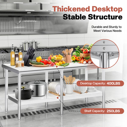 Stainless Steel Prep Table Amerlife 30x72inch