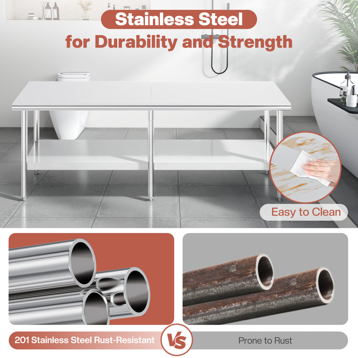 Stainless Steel Prep Table Amerlife 30x96inch