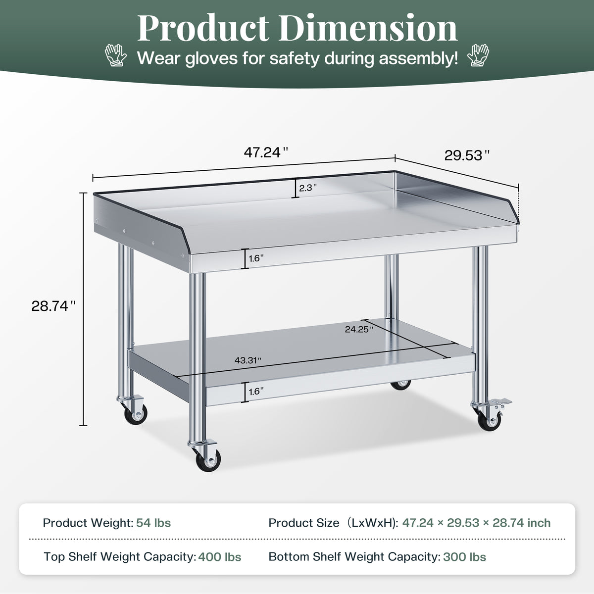 Stainless Steel Equipment Stand Amerlife 30x48inch