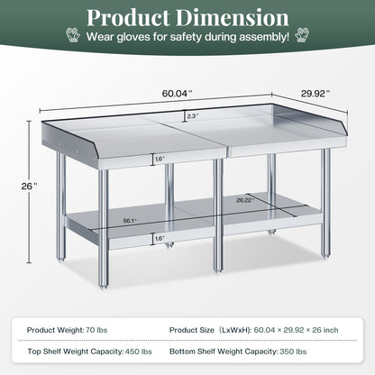 Stainless Steel Equipment Stand Amerlife 30x60inch
