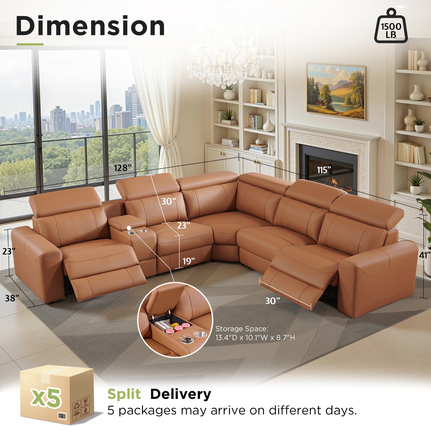 Velouria Electric Reclining Sofa Brown