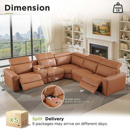 Velouria Electric Reclining Sofa Brown