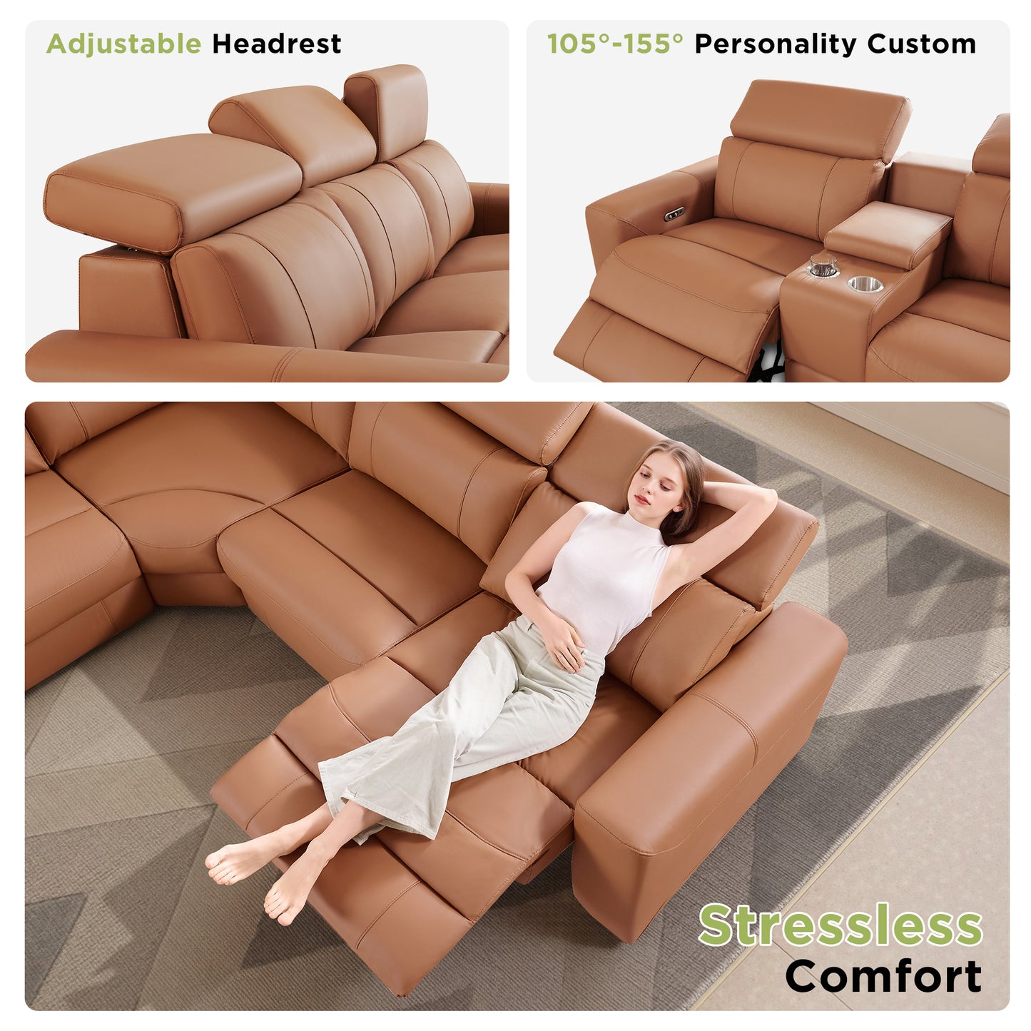 Velouria Electric Reclining Sofa Brown