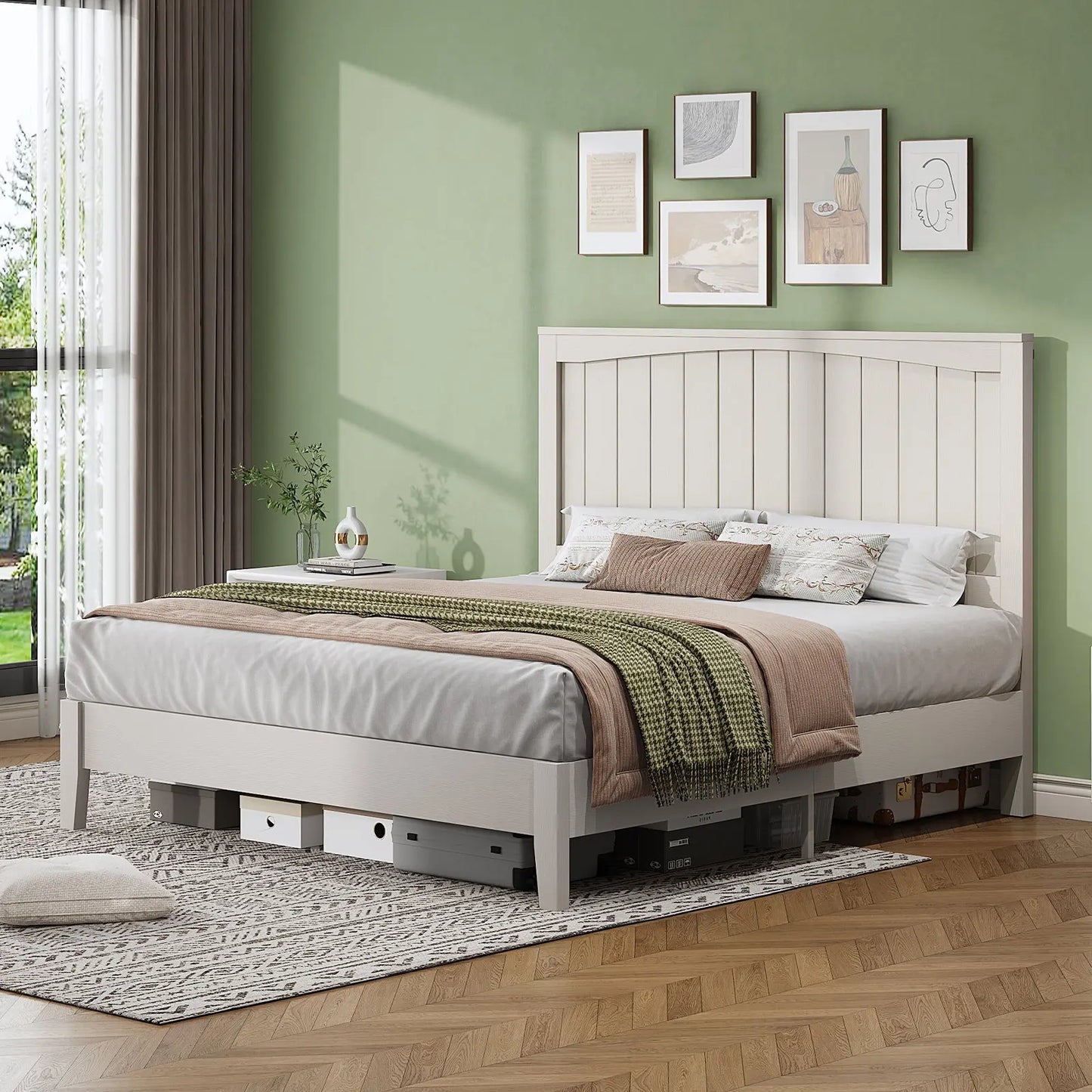 Sanderson Solid Wood Bed Frame Amerlife Full / White