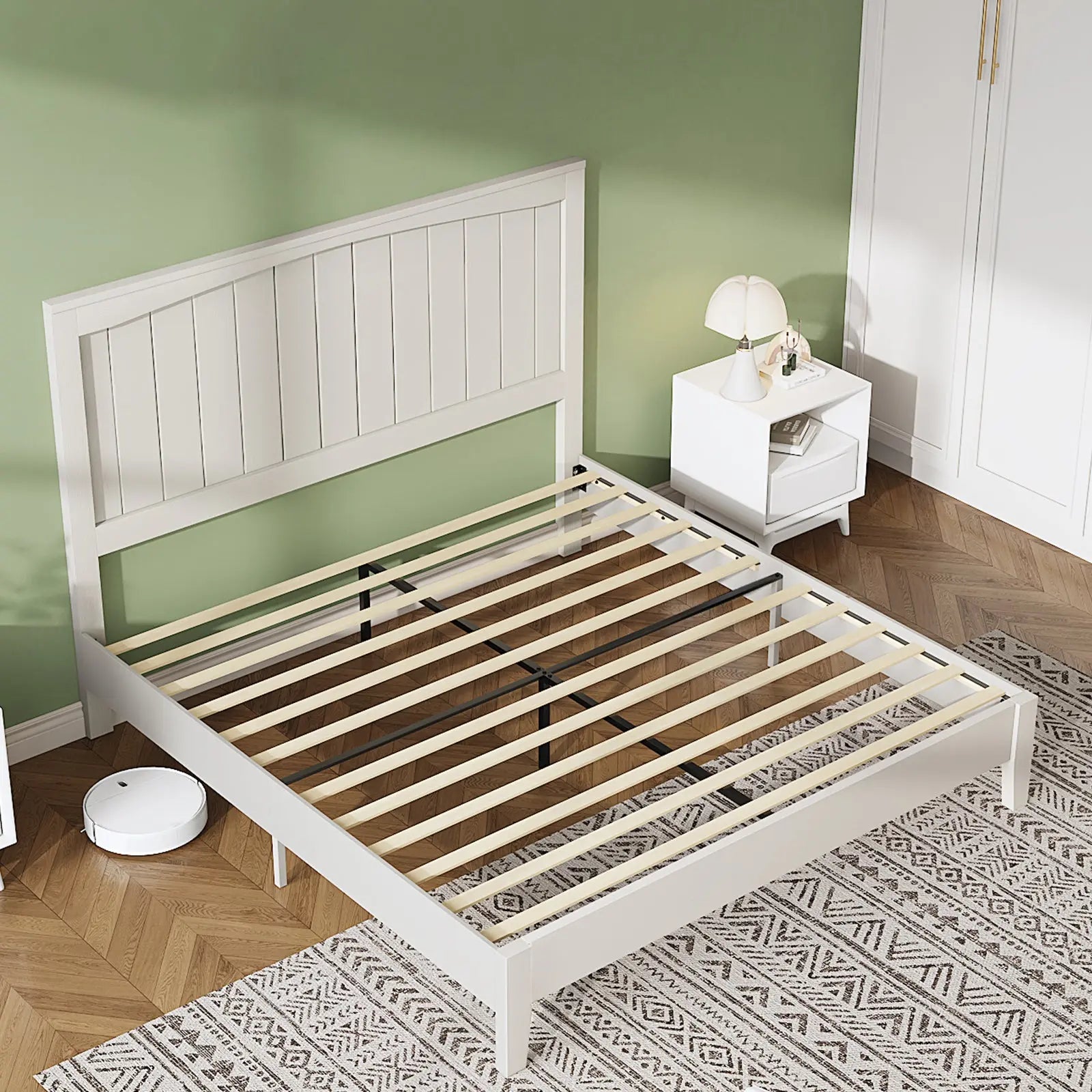Sanderson Solid Wood Bed Frame Amerlife Full / White