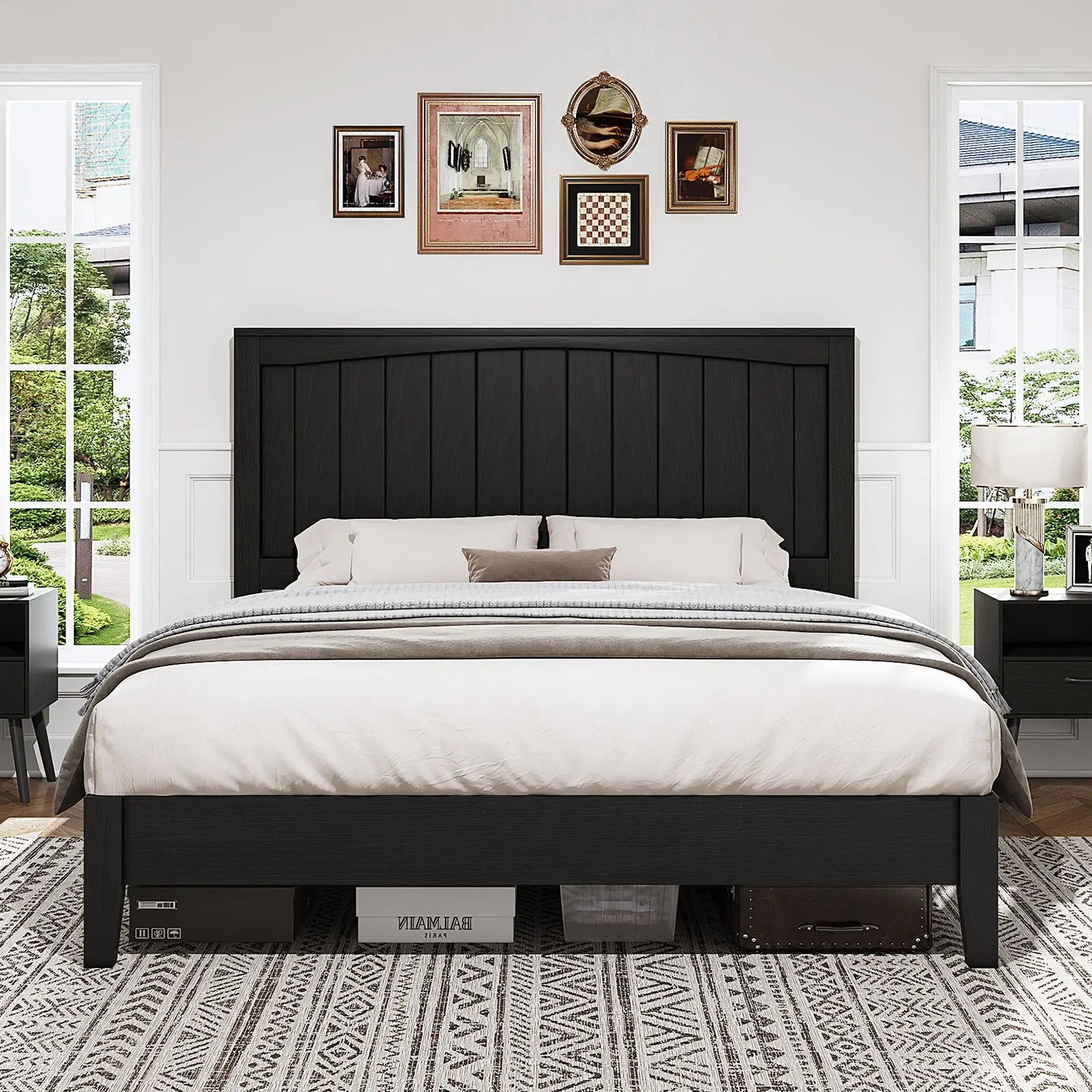 Sanderson Solid Wood Bed Frame Amerlife Full / Black