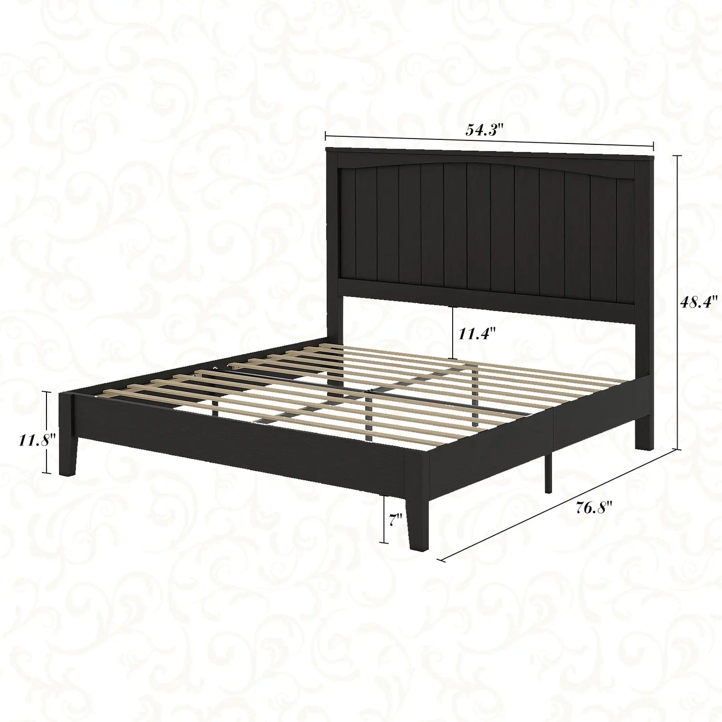 Sanderson Solid Wood Bed Frame Amerlife Full / Black