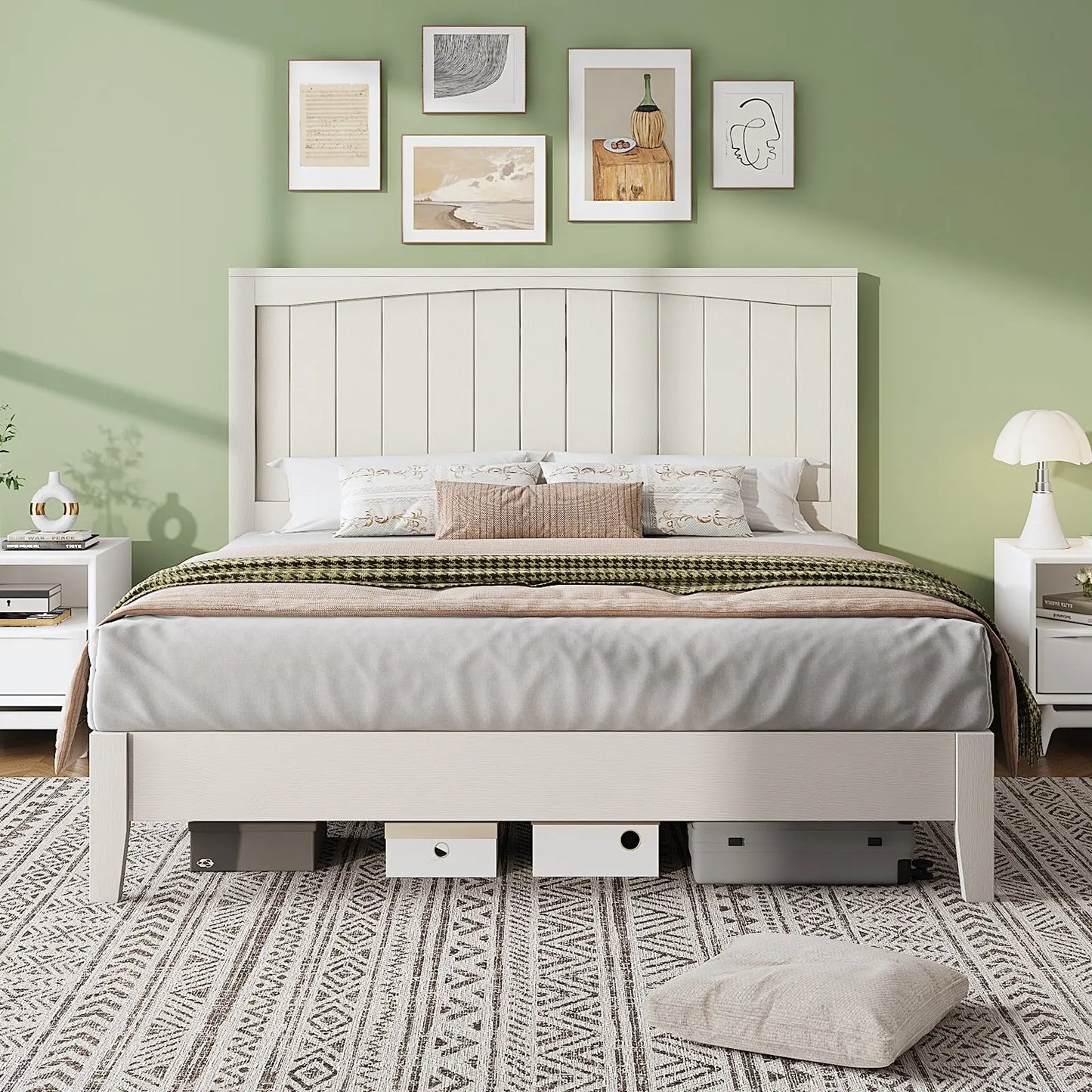 Sanderson Solid Wood Bed Frame Amerlife Queen / White