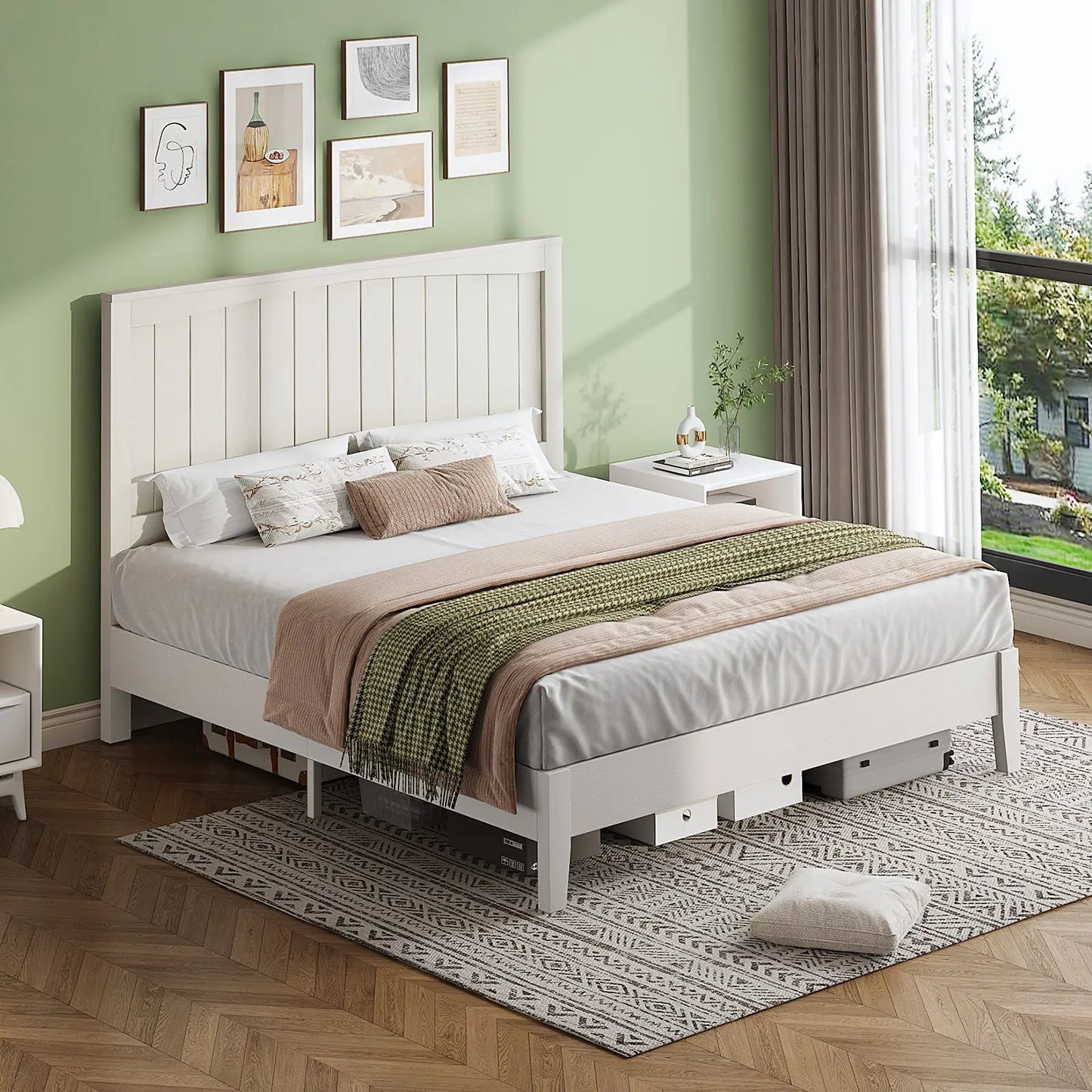 Sanderson Solid Wood Bed Frame Amerlife Queen / White