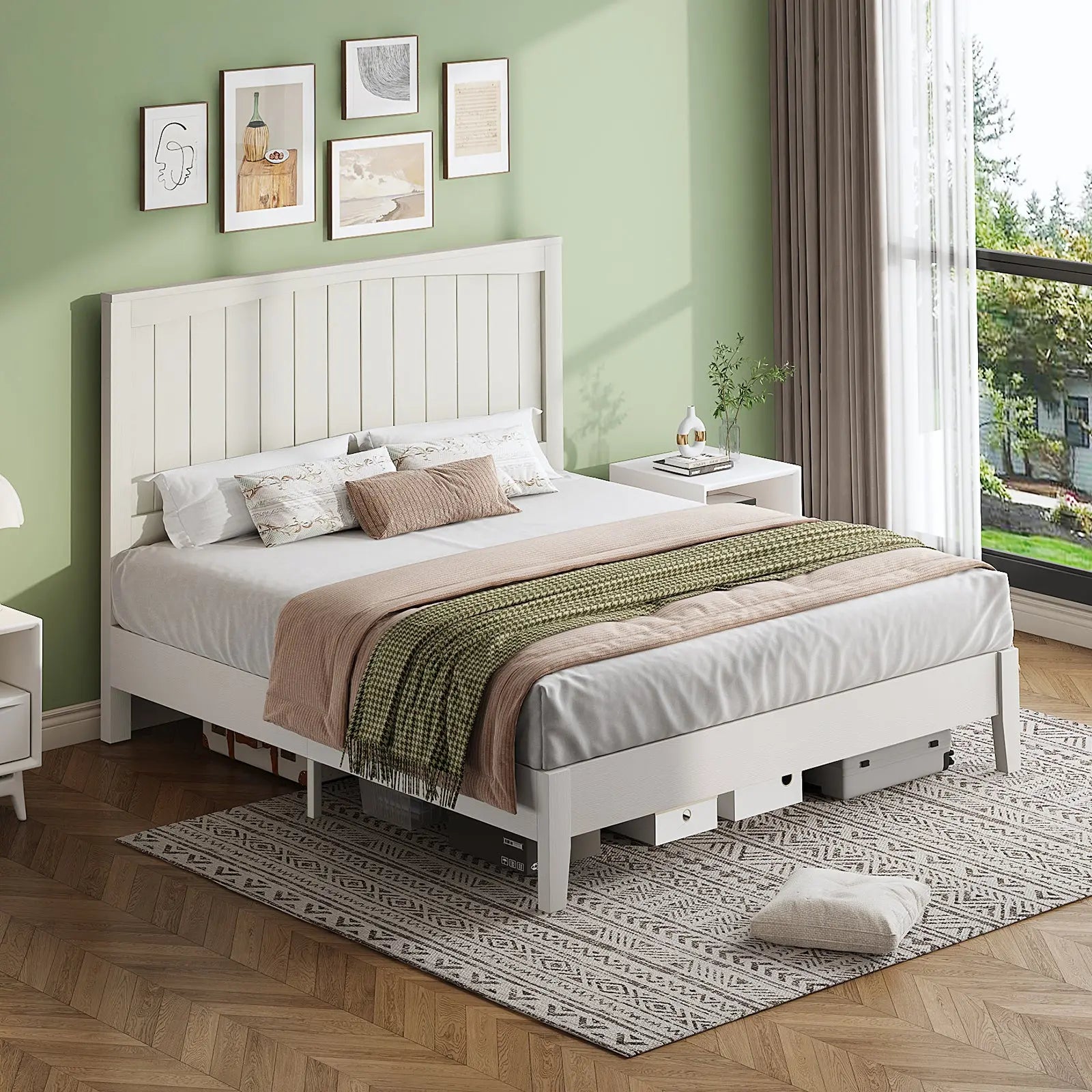 Sanderson Solid Wood Bed Frame Amerlife Queen / White