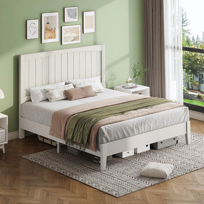 Sanderson Solid Wood Bed Frame Amerlife Queen / White