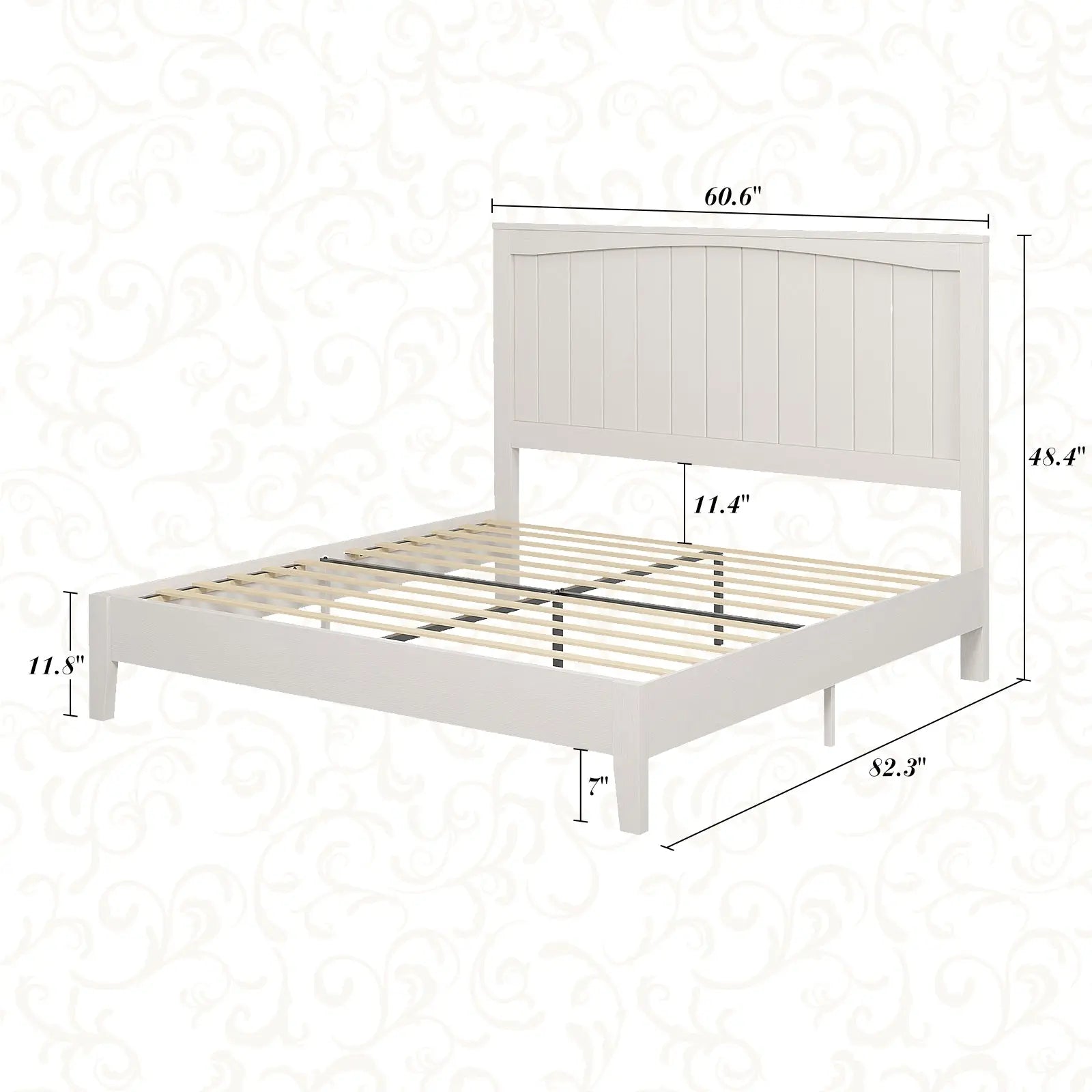 Sanderson Solid Wood Bed Frame Amerlife Queen / White