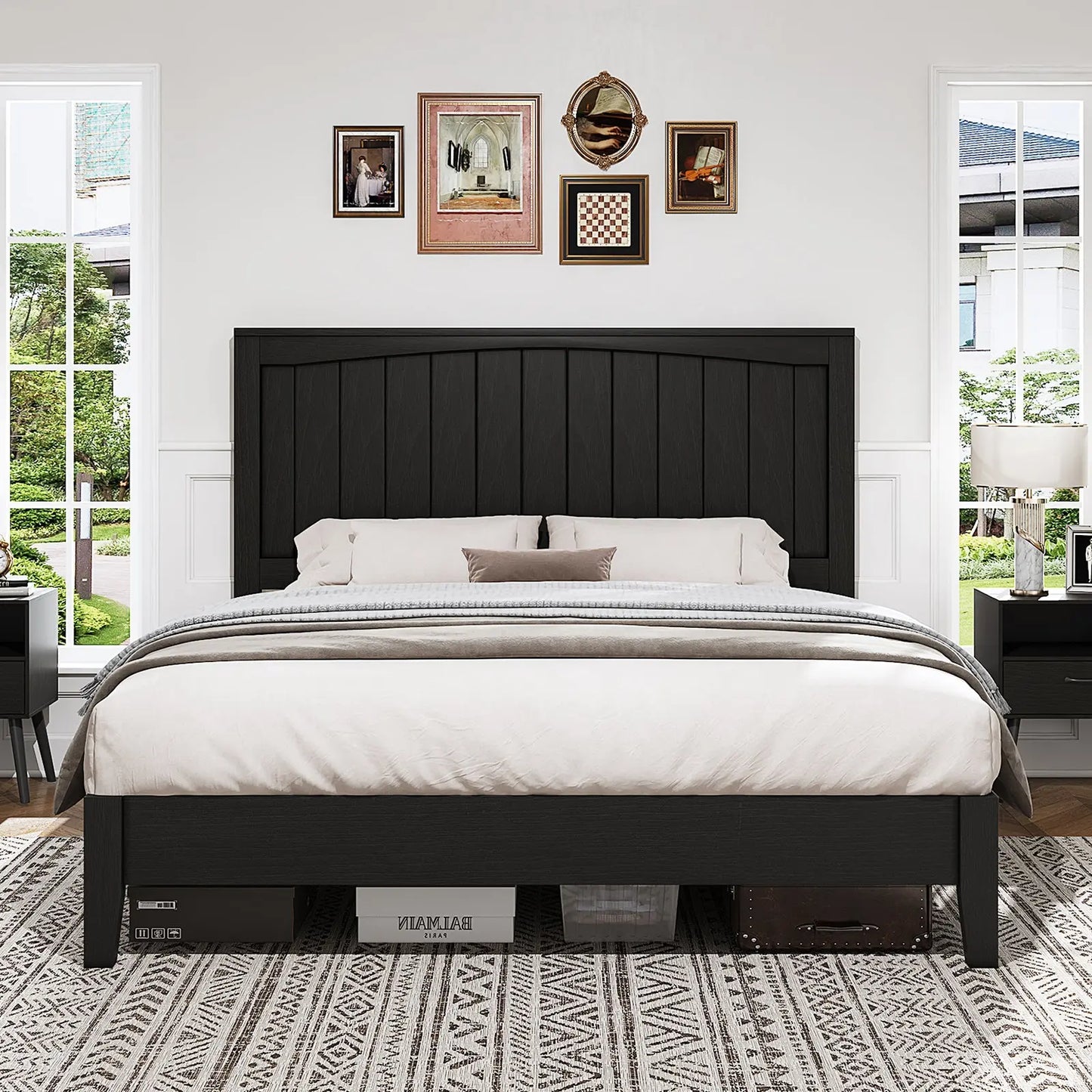Sanderson Solid Wood Bed Frame Amerlife Queen / Black