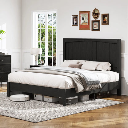 Sanderson Solid Wood Bed Frame Amerlife Queen / Black
