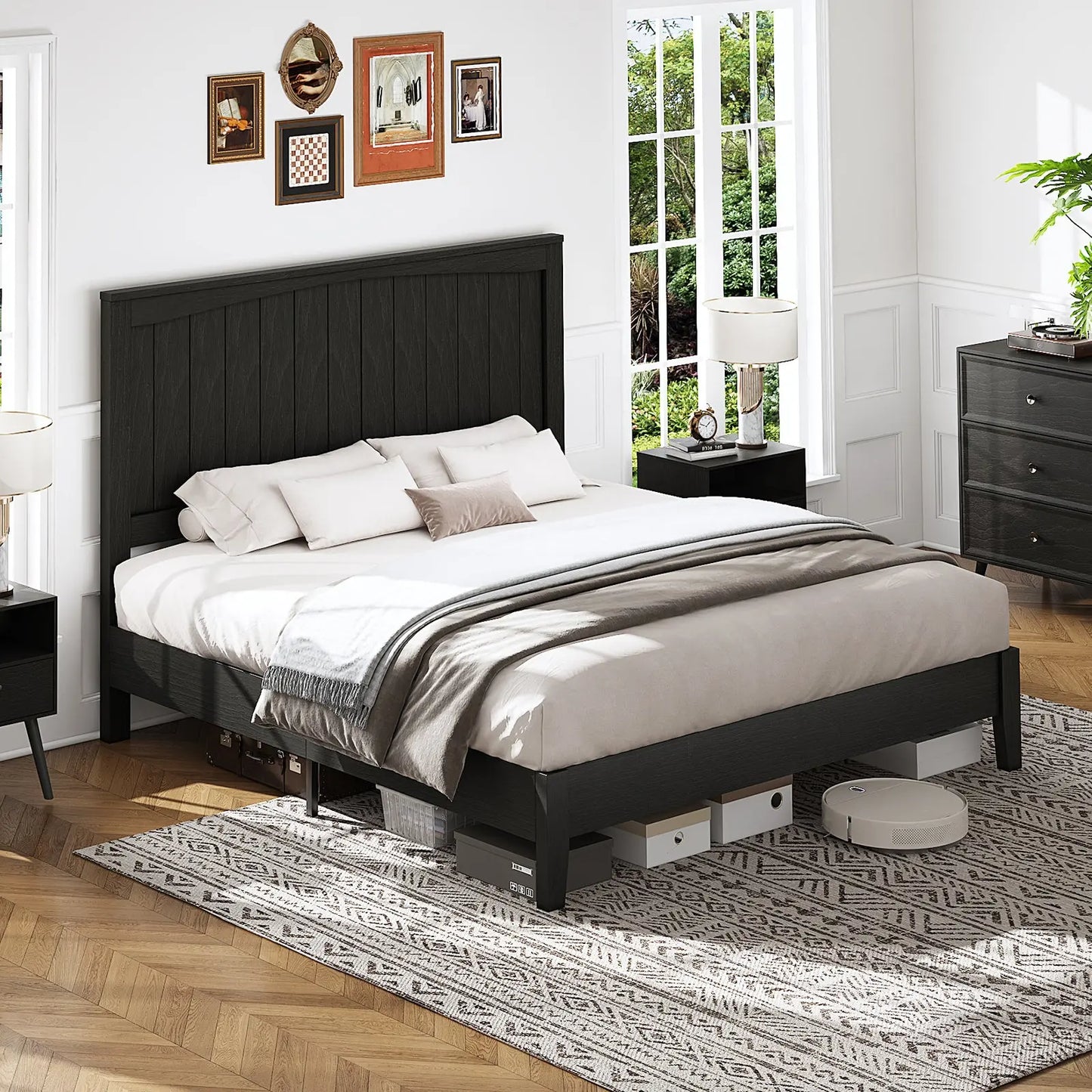 Sanderson Solid Wood Bed Frame Amerlife Queen / Black
