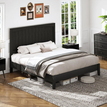Sanderson Solid Wood Bed Frame Amerlife Queen / Black