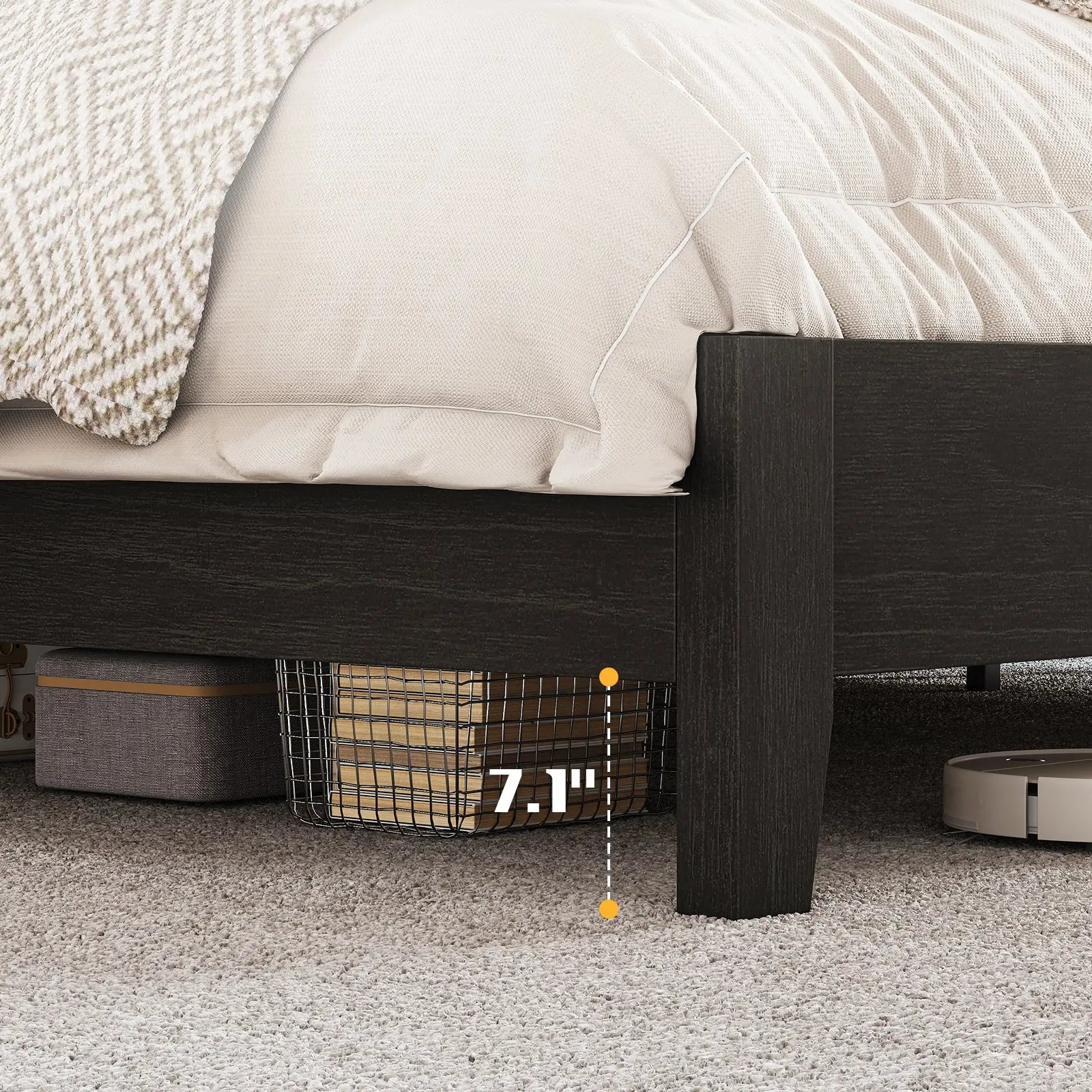 Sanderson Solid Wood Bed Frame Amerlife Queen / Black