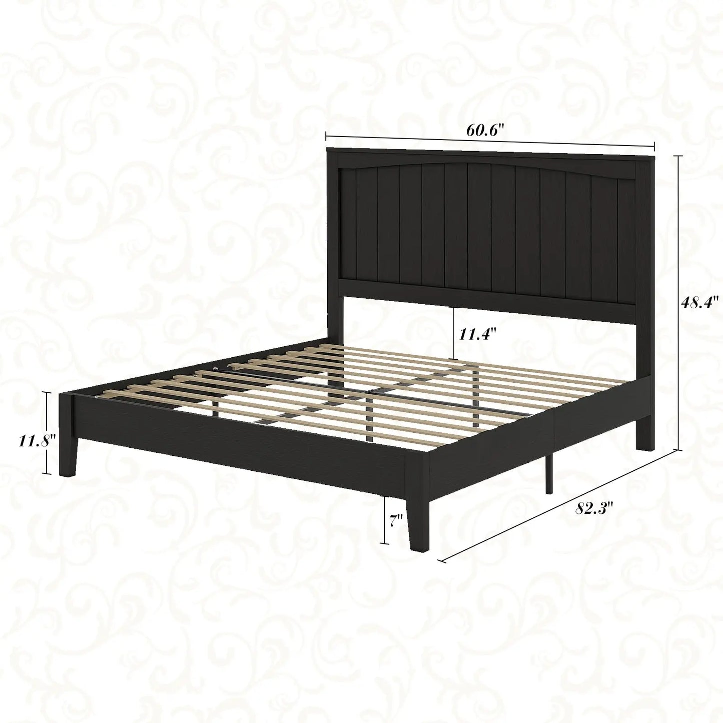 Sanderson Solid Wood Bed Frame Amerlife Queen / Black