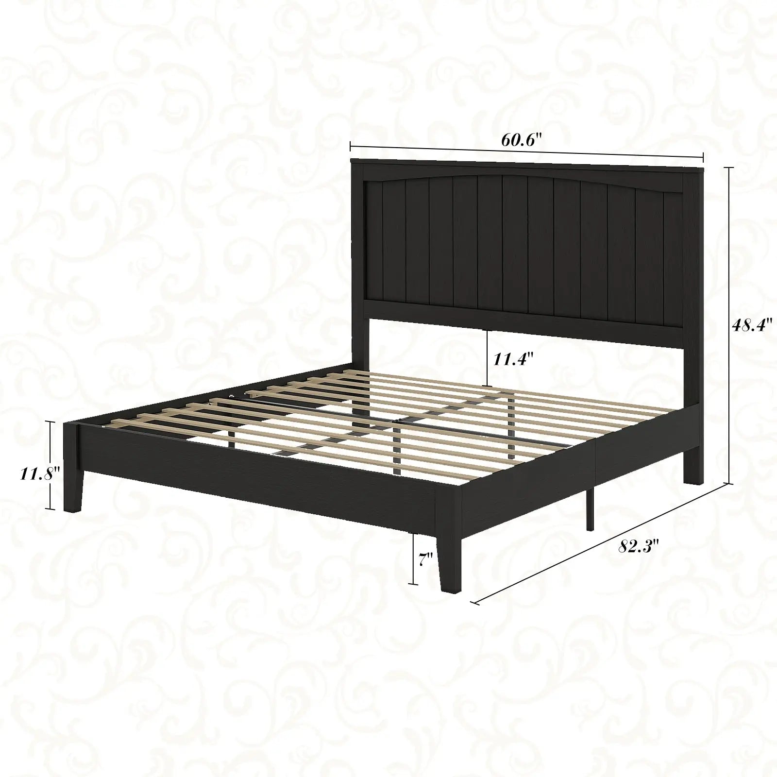 Sanderson Solid Wood Bed Frame Amerlife Queen / Black