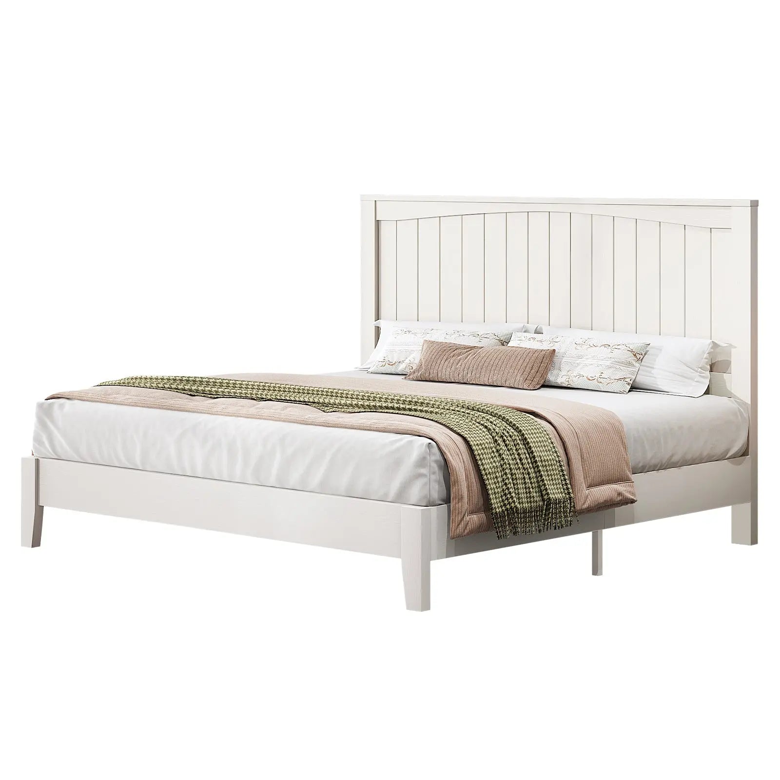 Sanderson Solid Wood Bed Frame Amerlife King / White
