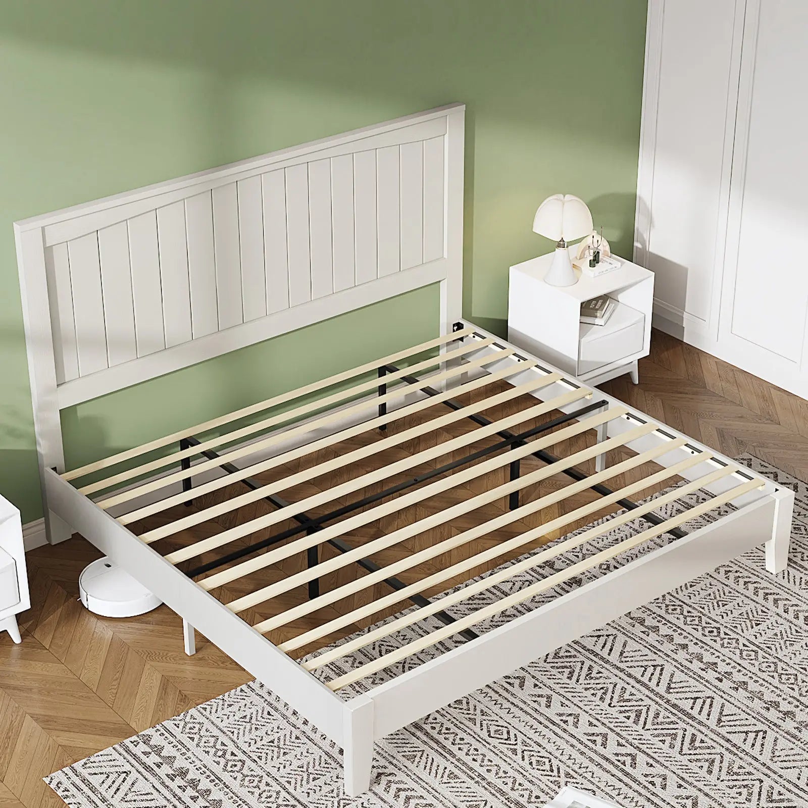 Sanderson Solid Wood Bed Frame Amerlife King / White