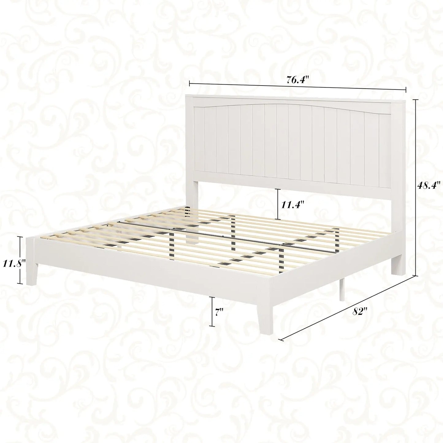 Sanderson Solid Wood Bed Frame Amerlife King / White