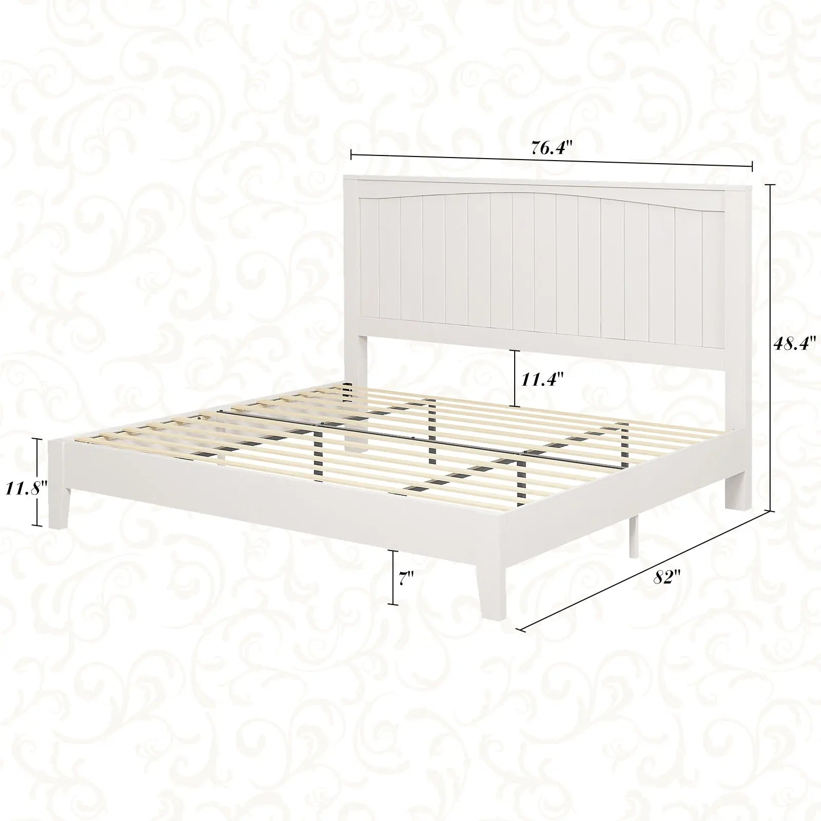 Sanderson Solid Wood Bed Frame Amerlife King / White
