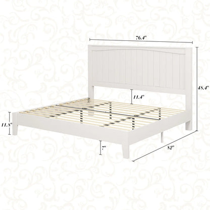 Sanderson Solid Wood Bed Frame Amerlife King / White
