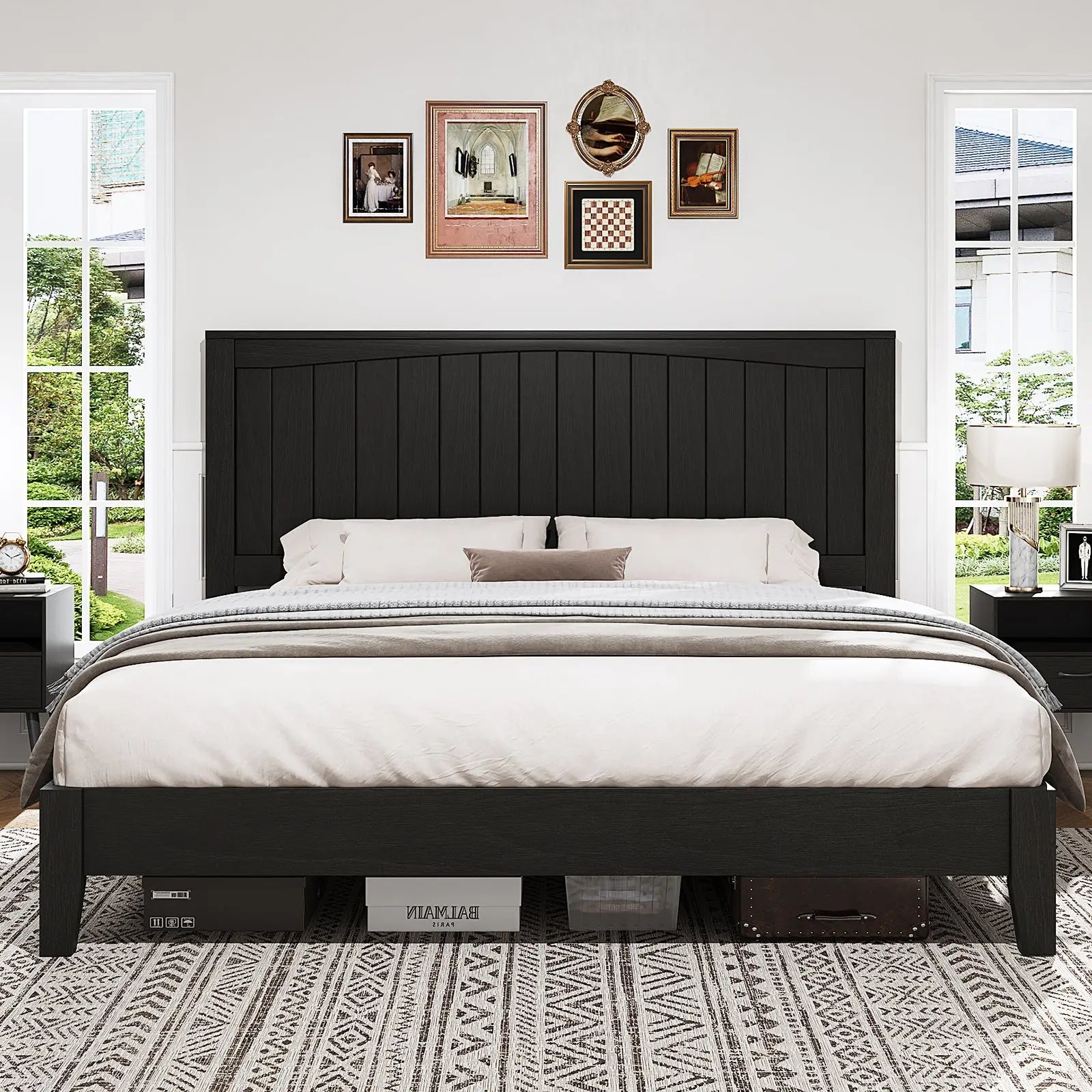 Sanderson Solid Wood Bed Frame Amerlife King / Black