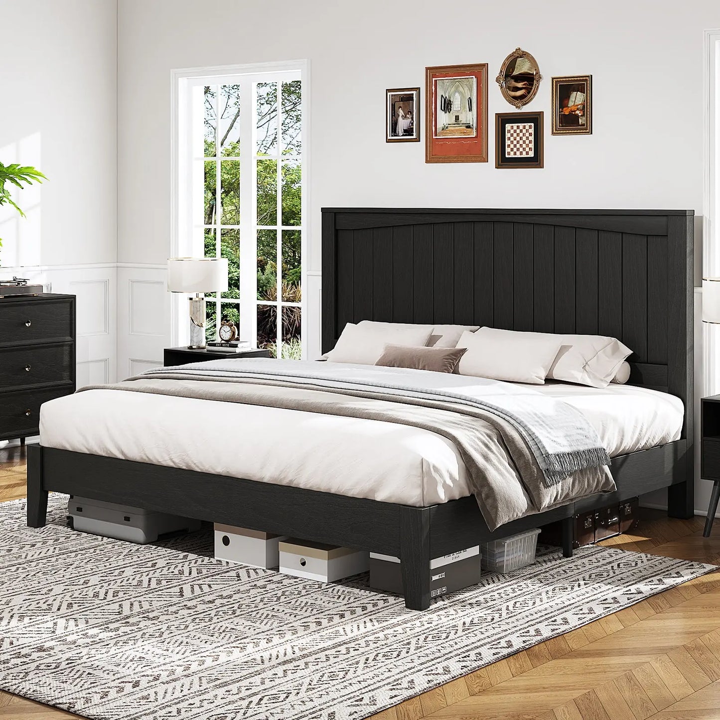 Sanderson Solid Wood Bed Frame Amerlife King / Black