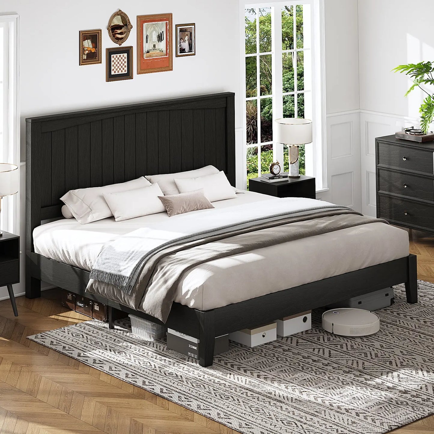 Sanderson Solid Wood Bed Frame Amerlife King / Black